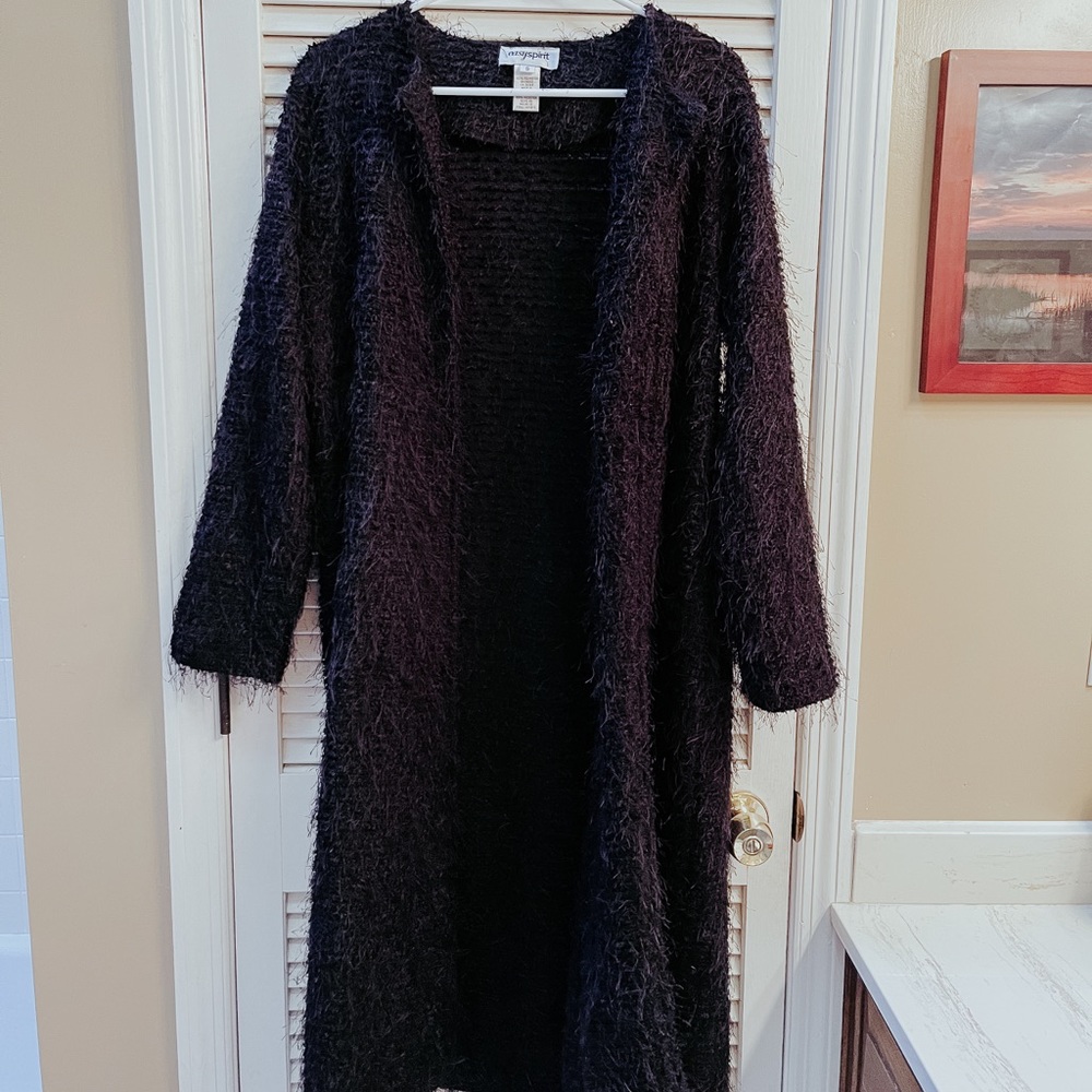 SOLD - Vintage Knee-Length Fuzzy Cardigan
